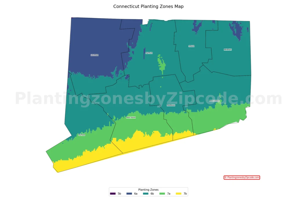 Connecticut hardiness zones map