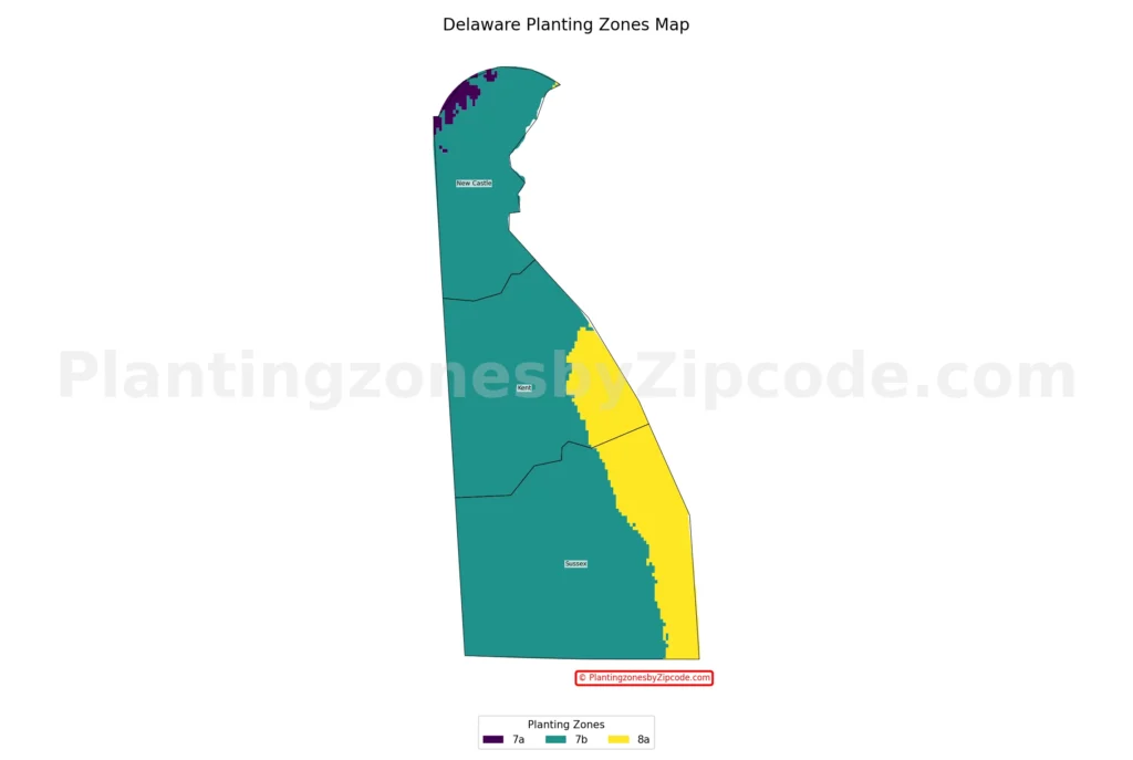 Delaware hardiness zones map