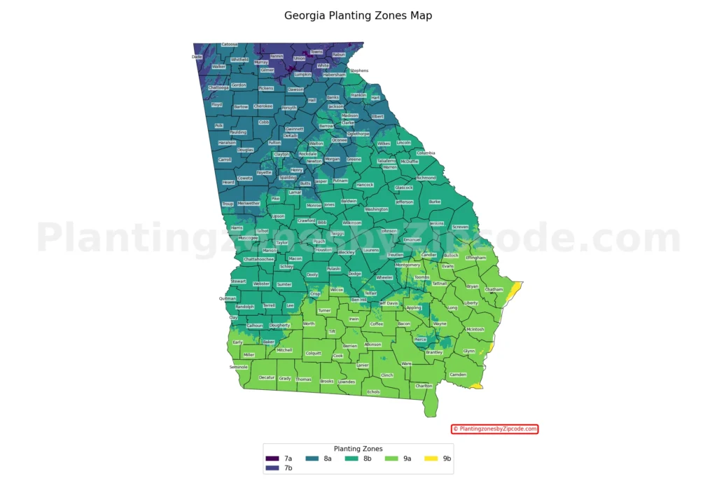 Georgia Planting Zones Map