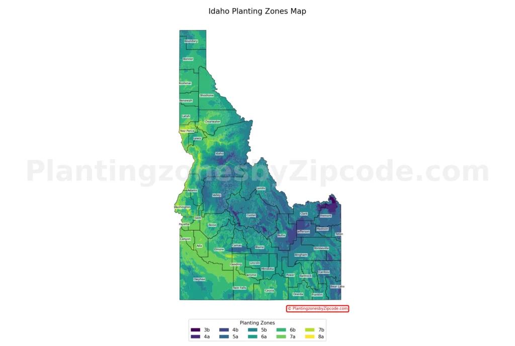 Idaho hardiness zones map