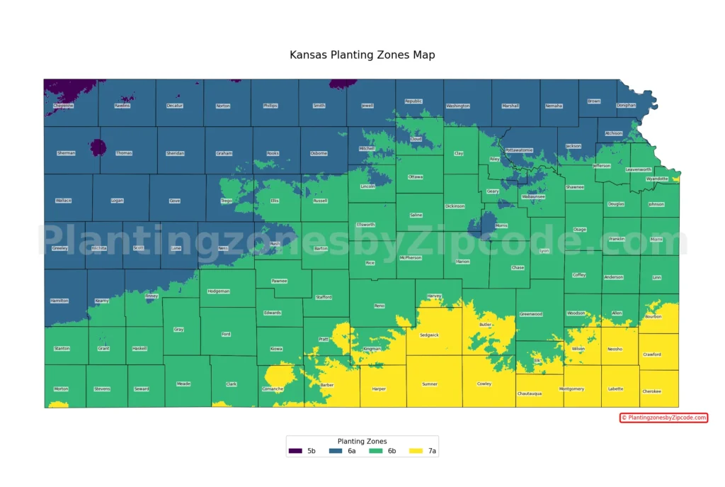 Kansas hardiness zones map