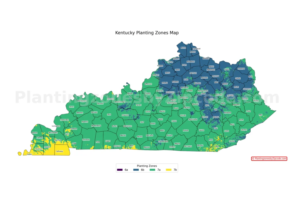 Kentucky hardiness zones map