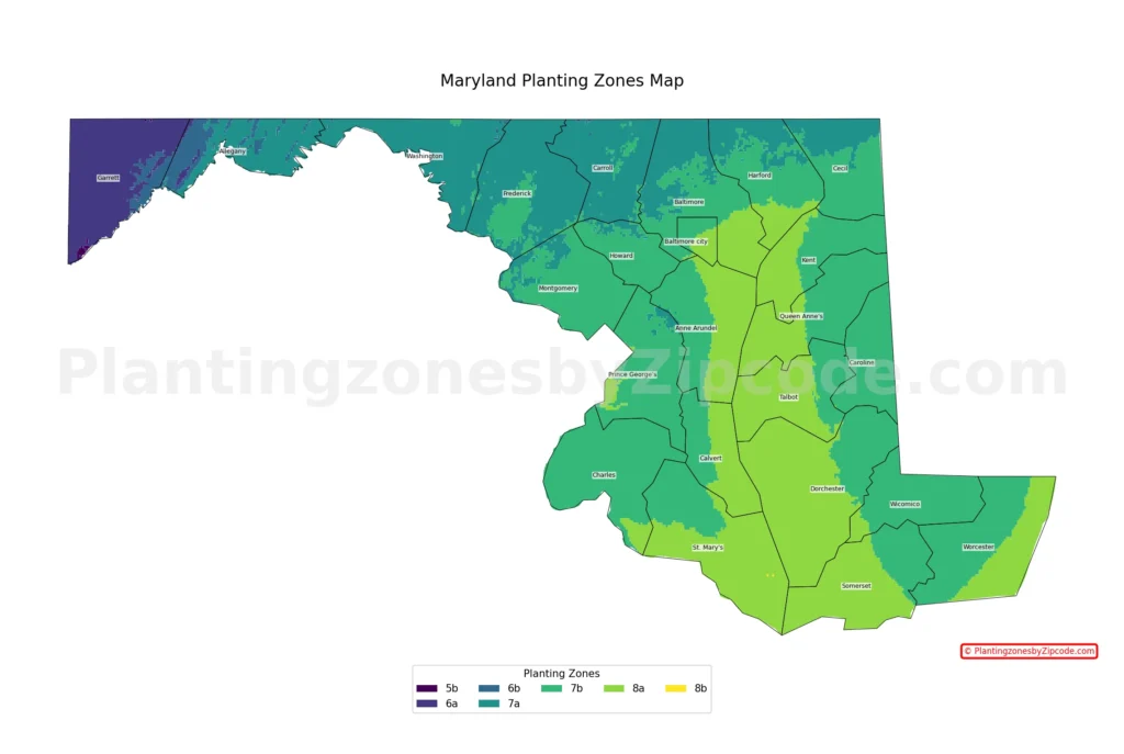 Maryland Hardiness zones map