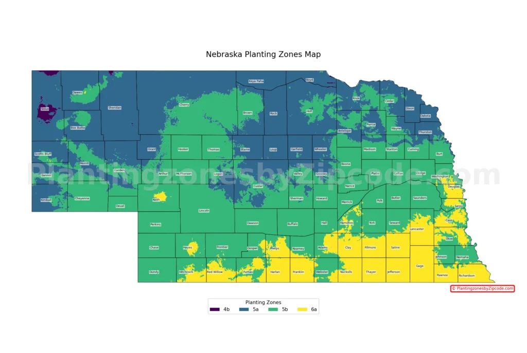 Nebraska hardiness zones map