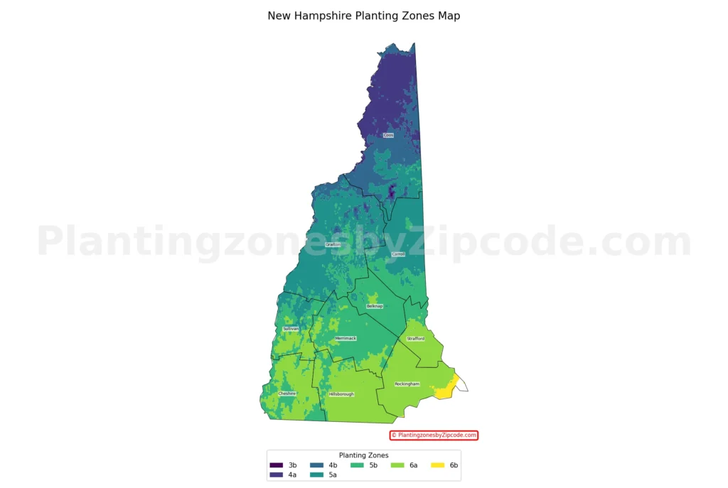 New Hampshire hardiness zones map