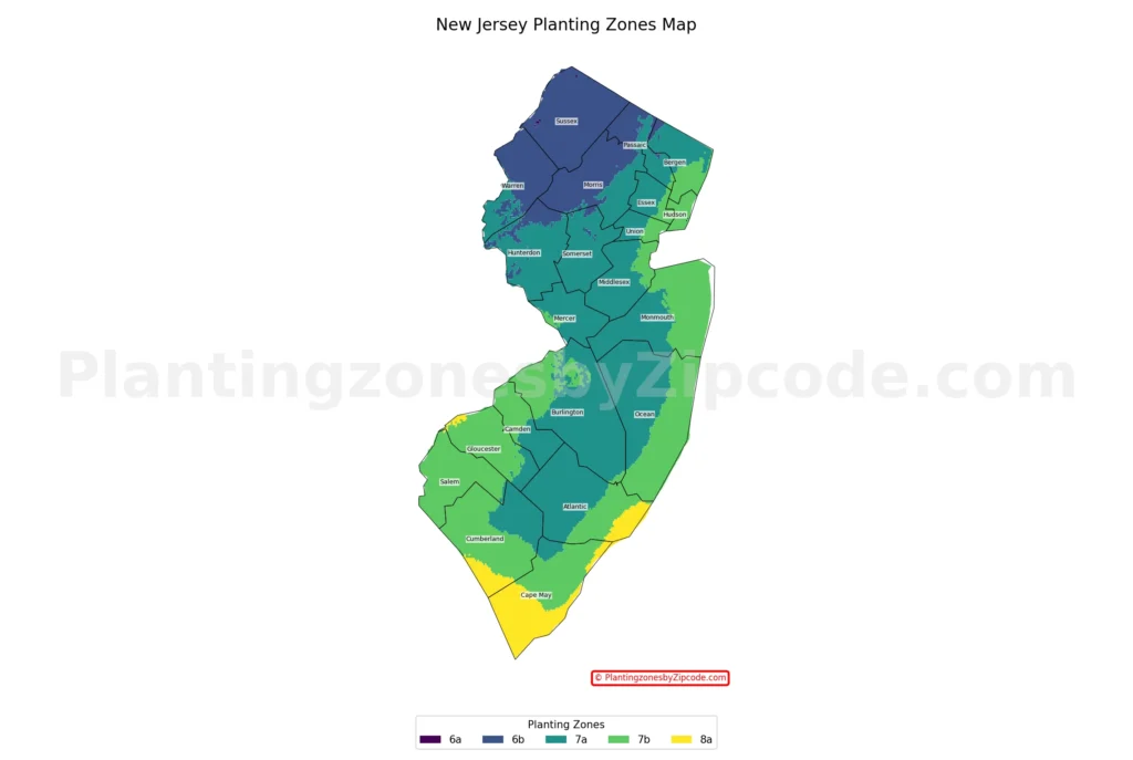 New Jersey Hardiness Zone Map