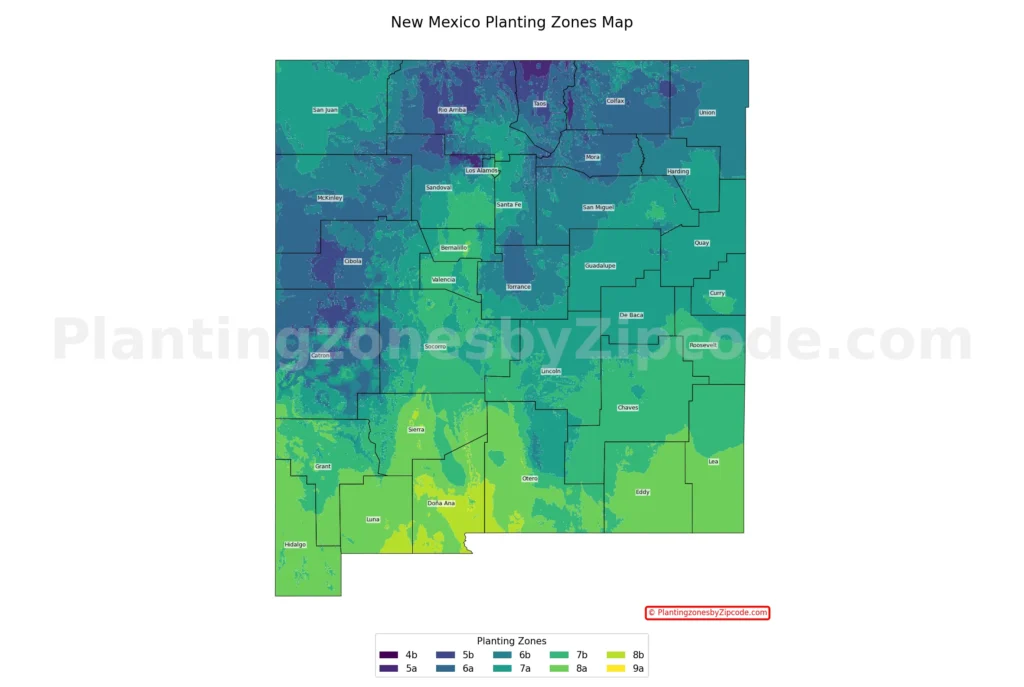 New Mexico hardiness zones map
