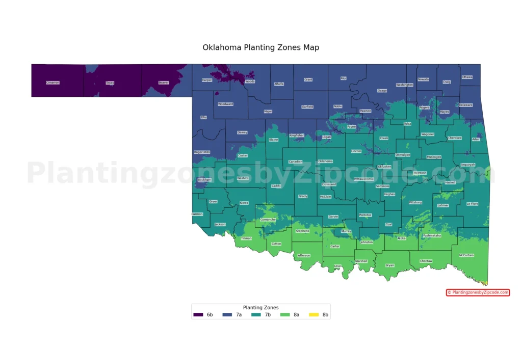 Oklahoma Planting Zones Map