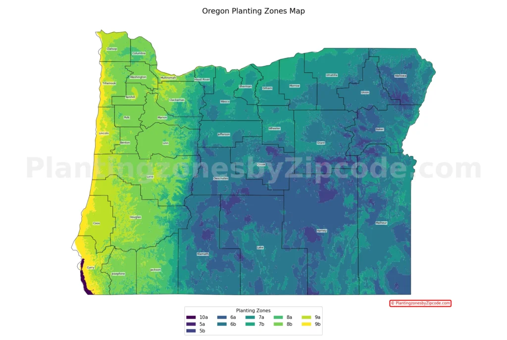 Oregon Planting Zones Map