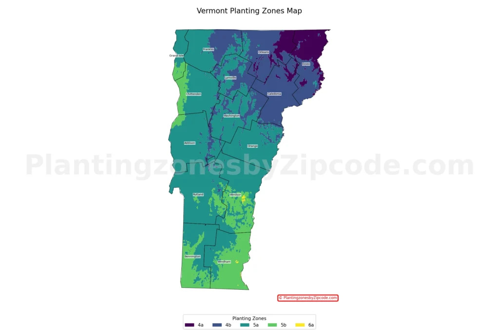 Vermont hardiness zones map
