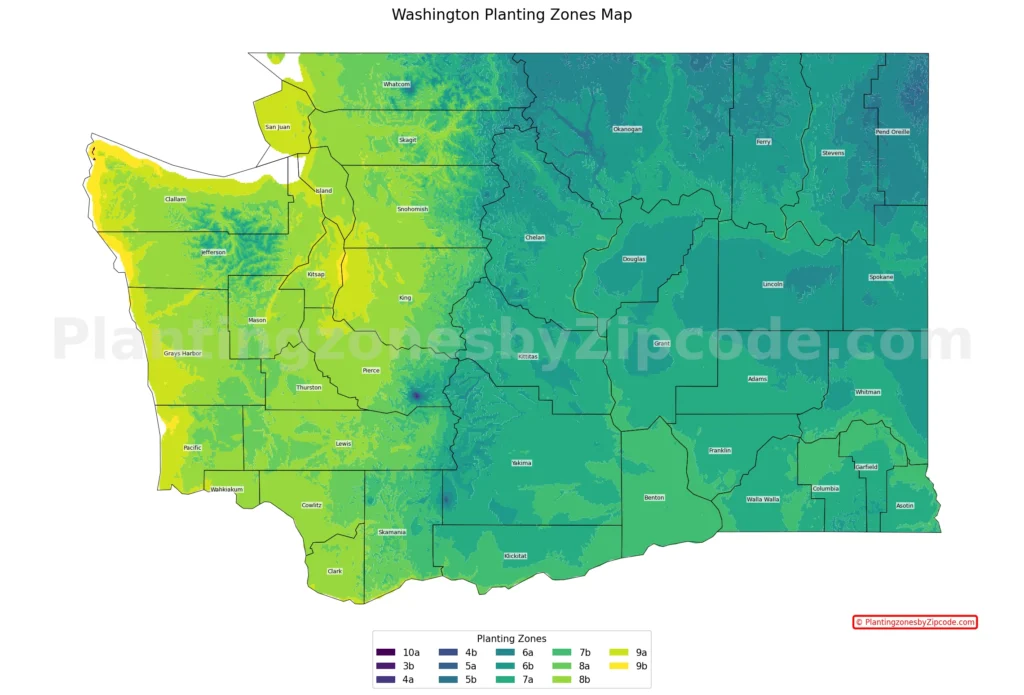 Washington State hardiness zones map