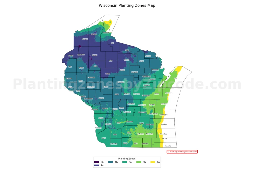 Wisconsin Planting Zones Map