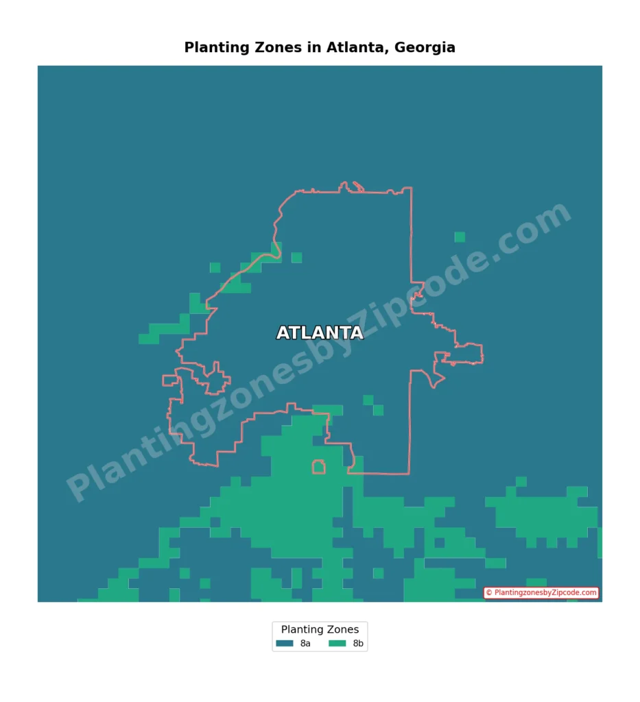 atlanta hardiness zones map