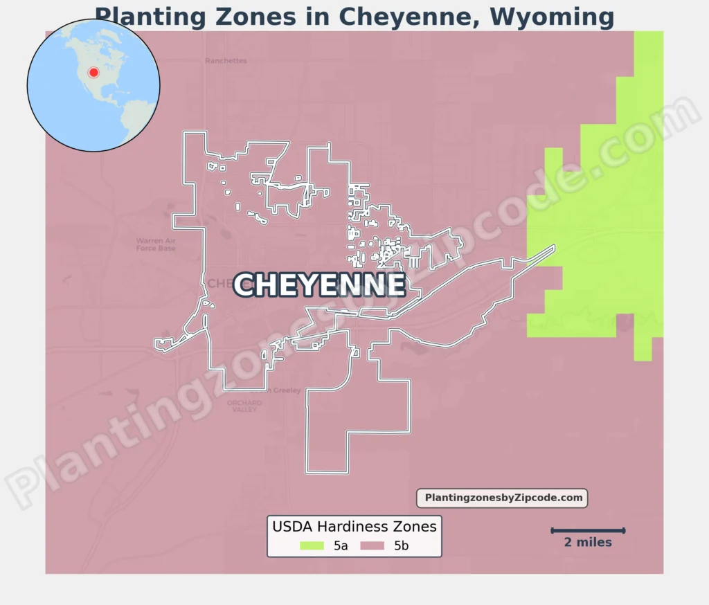 Cheyenne Wyoming USDA hardiness zones map