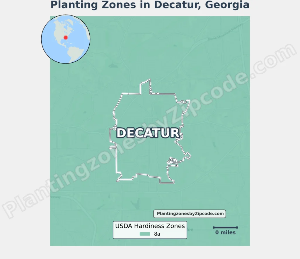 Decatur GA Planting Zone map
