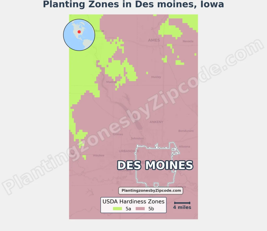 planting zone des moines iowa map