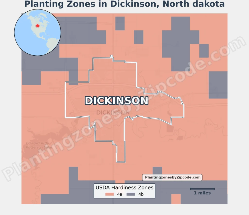 Dickinson North Dakota USDA Hardiness zones map