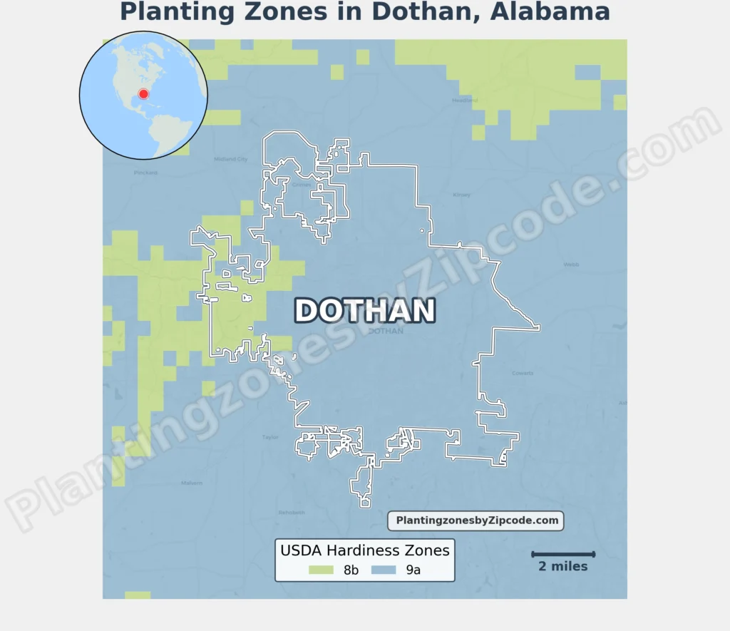 planting zone Dothan Alabama Map