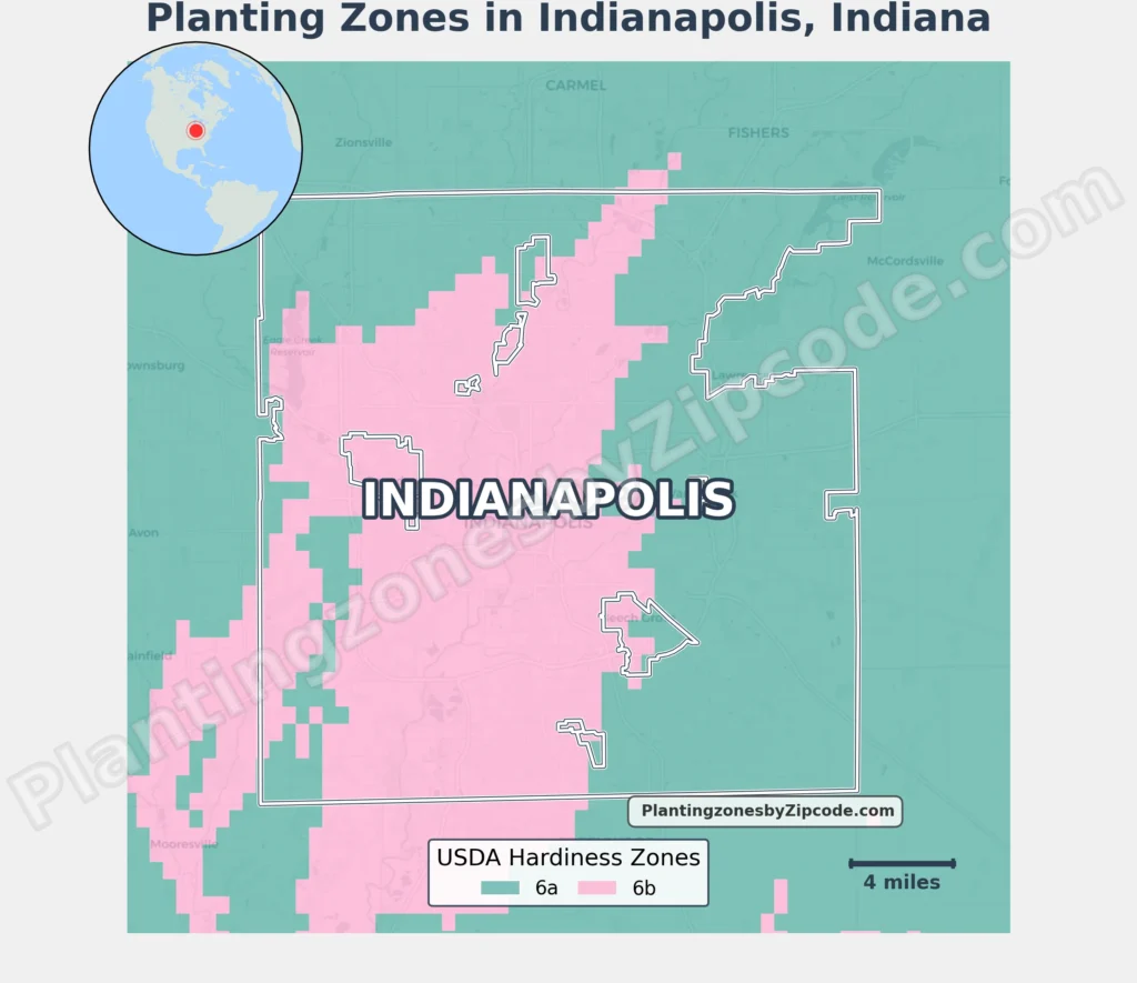 Indianapolis Planting zones Map