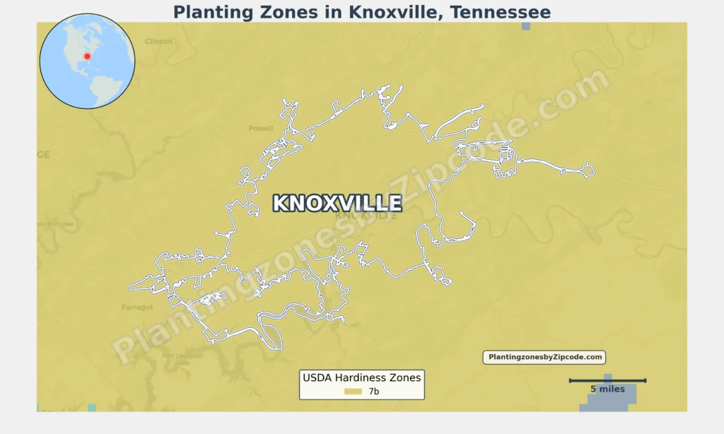 Knoxville Tennessee Planting zones map
