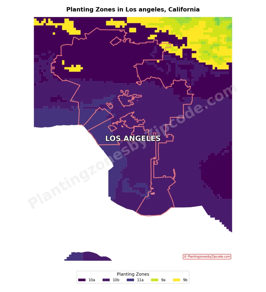 Los Angeles City USDA Hardiness zone map