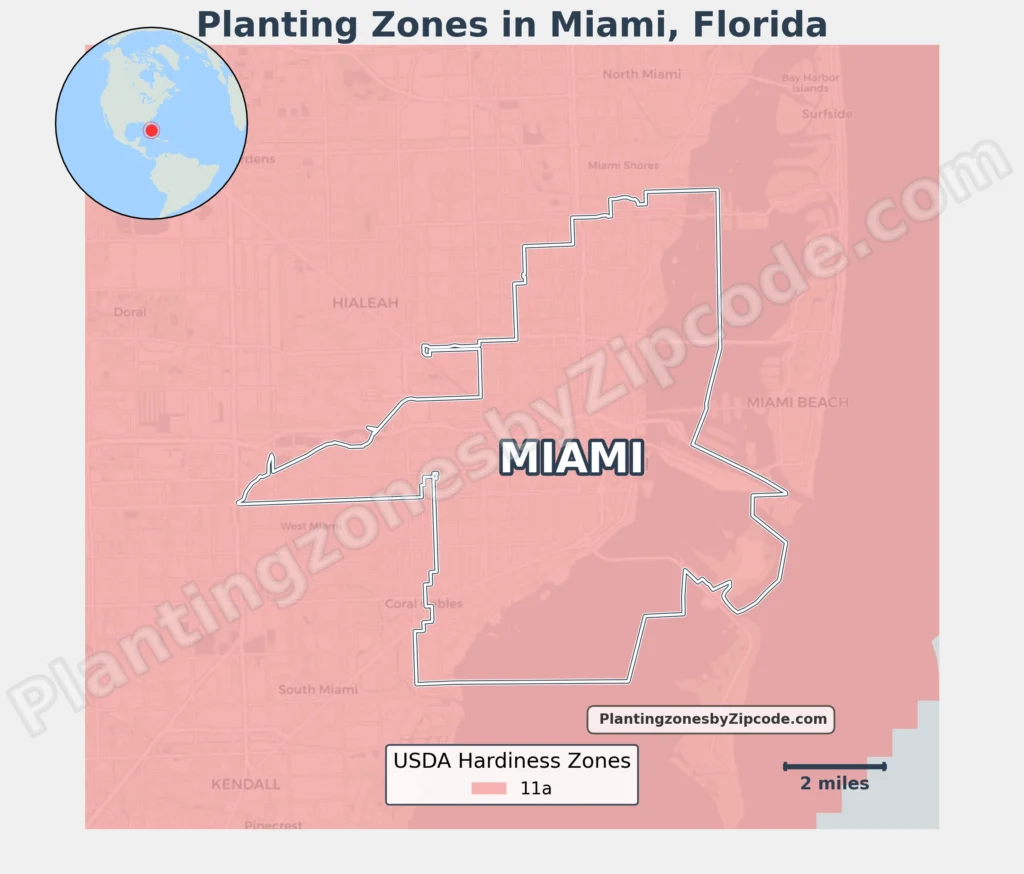 Miami Florida Hardiness Zones Map