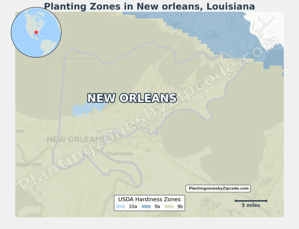new orleans hardiness zone Map