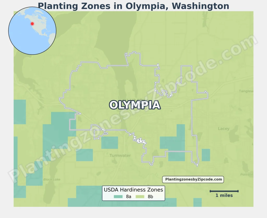 Olympia Washington Planting zones map