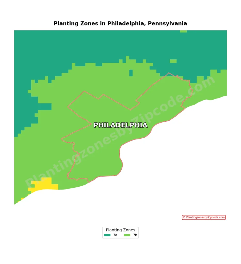 Philadelphia hardiness zones map