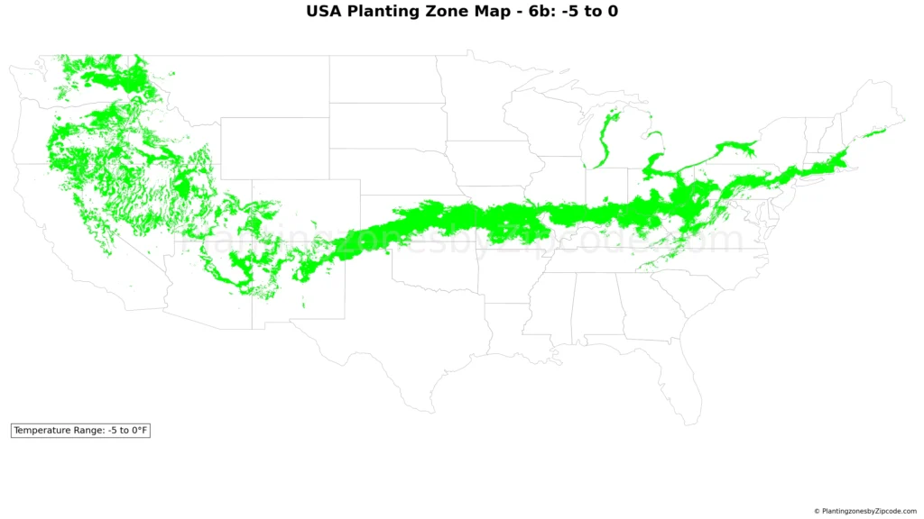 USDA planting zone 6b map with states
