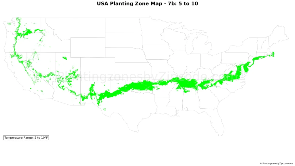 USDA hardniess zone 7b Map
