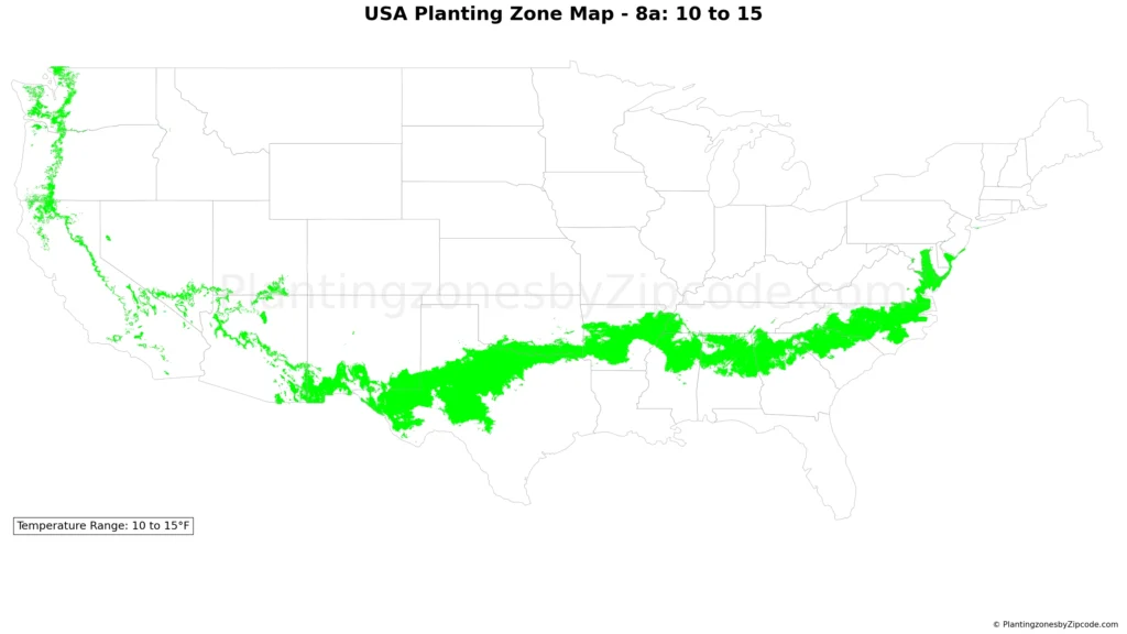 USDA hardiness zone 8a map