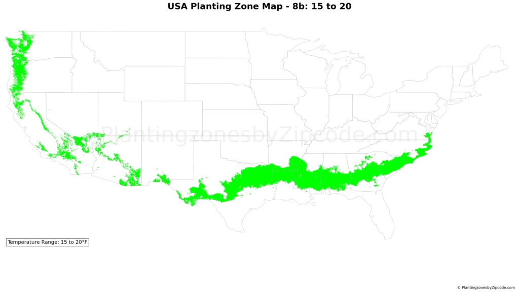 USDA hardiness zone 8b map