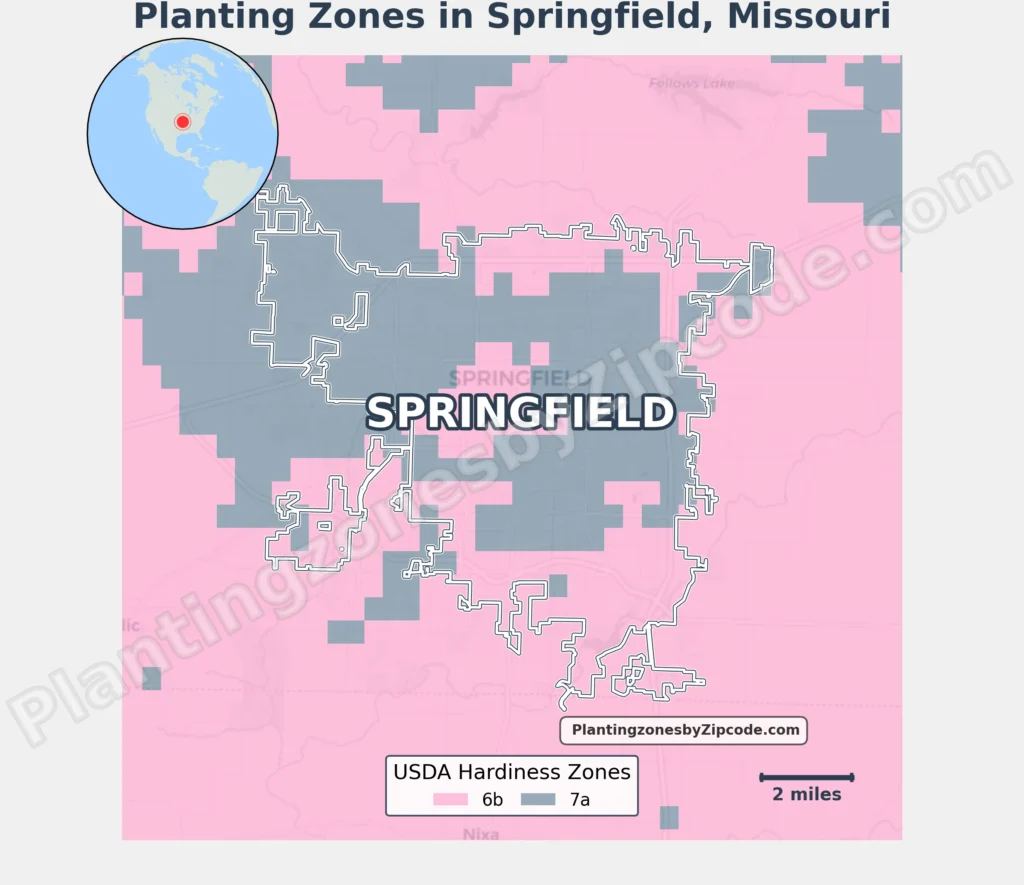 Planting zone in springfield mo with map