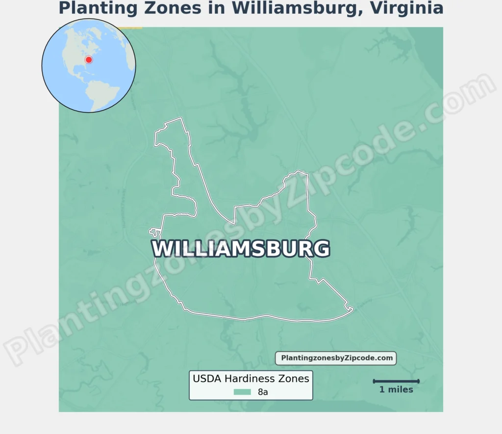 williamsburg va usda growing zones map