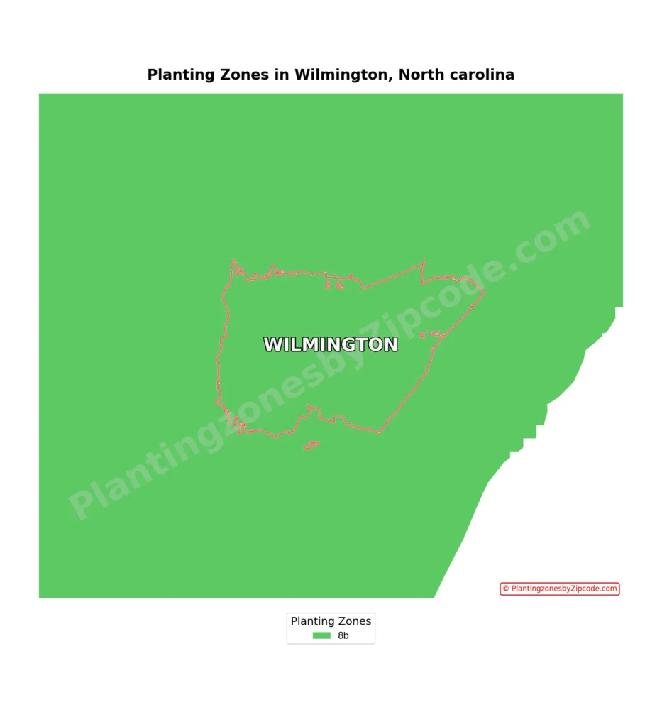 Wilmington North Carolina USDA hardiness zone map